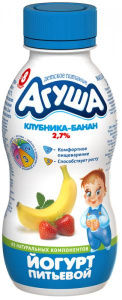Йогурт питьевой "Агуша" Клубника-банан 200 гр.